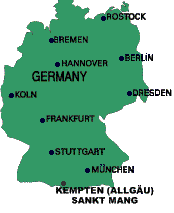 Deutschlandkarte mit Anzeige Ort Kempten Deutschlandkarte mit Anzeige Ort Kempten