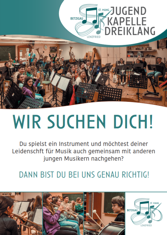 Flyer Jugendkapelle Dreiklang Werbung JUKA